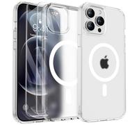 ORETECH Magnética para Funda iPhone 12 Pro MAX, con [2X Protector de Pantalla] Antichoque Translúcida Mate Trasera Case para Carcasa iPhone 12 Pro MAX 6,7" Frost Claro