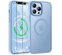 ORETECH Magnética para Funda iPhone 12 Pro MAX, con [2X Protector de Pantalla] Antichoque Translúcida Mate Trasera Case para Carcasa iPhone 12 Pro MAX 6,7" Sierra Azul