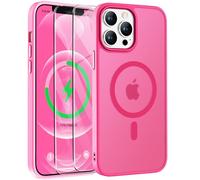 ORETECH Magnética para Funda iPhone 12 Pro MAX, con [2X Protector de Pantalla] Antichoque Translúcida Mate Trasera Case para Carcasa iPhone 12 Pro MAX 6,7" Rosa Intenso