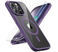ORETECH Magnética para Funda iPhone 13 Pro Max, Compatible con Mag-Safe, con [2X Protector de Pantalla] Antichoque Antigolpes Anti-Arañazos Transparente Carcasa para iPhone 13 Pro Max,Púrpura Profundo