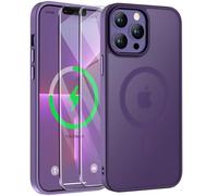 ORETECH Magnética para Funda iPhone 13 Pro MAX, con [2X Protector de Pantalla] Antichoque Translúcida Mate Trasera Case para Carcasa iPhone 13 Pro MAX 6,7" Púrpura Profundo