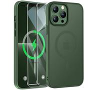 ORETECH Magnética para Funda iPhone 13 Pro MAX, con [2X Protector de Pantalla] Antichoque Translúcida Mate Trasera Case para Carcasa iPhone 13 Pro MAX 6,7" Verde