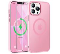 ORETECH Magnética para Funda iPhone 13 Pro MAX, con [2X Protector de Pantalla] Antichoque Translúcida Mate Trasera Case para Carcasa iPhone 13 Pro MAX 6,7" Rosa Claro