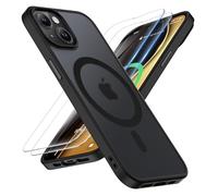 ORETECH Magnética para Funda iPhone 14, Funda iPhone 13, Compatible con mag-Safe, con [2X Protector de Pantalla] Antichoque Antigolpes Translúcida Mate Trasera Case para Carcasa iPhone 13/14, Negro