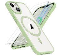 ORETECH Magnética para Funda iPhone 14, Funda iPhone 13, Compatible con mag-Safe, con [2X Protector de Pantalla] Antichoque Antigolpes Transparente Case para Carcasa iPhone 13/14, Cyan Claro