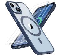 ORETECH Magnética para Funda iPhone 14, Funda iPhone 13, Compatible con mag-Safe, con [2X Protector de Pantalla] Antichoque Antigolpes Transparente Case para Carcasa iPhone 13/14, Marino
