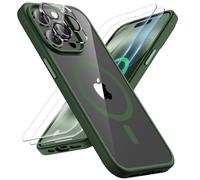 ORETECH Magnética para Funda iPhone 14 Pro, Compatible con mag-Safe, con [2X Protector de Pantalla+1x Cámara Protector] Antichoque Antigolpes Anti-Arañazos Claro Case Carcasa iPhone 14 Pro, Verde