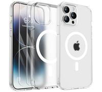 ORETECH Magnética para Funda iPhone 14 Pro MAX, Compatible con mag-Safe, con [2X Protector de Pantalla + 1x Cámara Protector] Antichoque Translúcida Mate para Carcasa iPhone 14 Pro MAX, Frost Claro