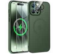 ORETECH Magnética para Funda iPhone 14 Pro MAX, con [2X Protector de Pantalla + 1x Cámara Protector] Antichoque Translúcida Mate para Carcasa iPhone 14 Pro MAX, Verde