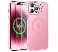 ORETECH Magnética para Funda iPhone 14 Pro MAX, con [2X Protector de Pantalla + 1x Cámara Protector] Antichoque Translúcida Mate para Carcasa iPhone 14 Pro MAX, Rosa Claro