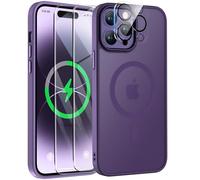 ORETECH Magnética para Funda iPhone 14 Pro MAX, con [2X Protector de Pantalla + 1x Cámara Protector] Antichoque Translúcida Mate para Carcasa iPhone 14 Pro MAX Púrpura Profundo