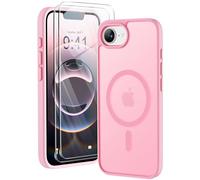 ORETECH Magnética para Funda iPhone 16e 2025, Compatible con mag-Safe, con [2X Protector de Pantalla] Antichoque Antigolpes Translúcida Mate Trasera Case para Carcasa iPhone 16e Funda 6,1" Rosa Claro