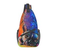 OREURUIK Colorido Bulldog Francés Sling Chest Crossbody Bag Hombres Moda Mochila de Hombro para Viajes y Ciclismo
