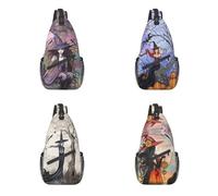 OREURUIK Enchanted Twilight Witch Cat Fantasy Art Sling Crossbody Chest Bag Hombres Cool Halloween Shoulder Backpack para Viajar