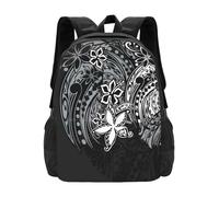 OREURUIK Mochila de Escuela Tribal de Pizarra Oscura Hawaiana Bolsas de Moda Tatuajes polinesios Hawaianos Tapa Tropical