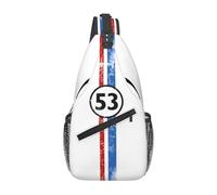 OREURUIK Mochila de Hombro Cruzada con el número 53 de Herbie Sling Bag Chest Hiking Travel Daypacks Racing Car Enthusiasts Stripe Pattern Bookbag