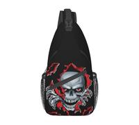 OREURUIK Rip Skull Sling Chest Bag Mochila Cruzada de Hombro de Esqueleto gótico Personalizada para Hombres Ciclismo Camping Daypack