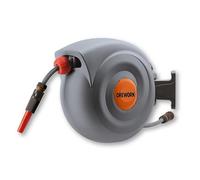 OREWORK Enrollador Automático de Manguera, 20 m, Diámetro 12 mm, con Muelle Retráctil, Soporte de Pared, Lanza de Riego