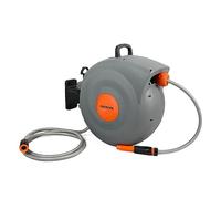 OREWORK Enrollador Automático de Manguera 25 m Ø 12 mm con Soporte de Pared, Lanza de Riego y Conectores ABS, Carcasa Compacta con Sistema Retráctil de Alta Resistencia