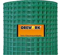 OREWORK Malla Soldada Plastificada Verde, Tela Electrosoldada para Jardín y Cerramientos - 25x51 mm - Ø 2 mm - 1x25 m