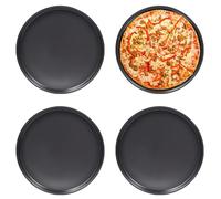 ORFCP Bandeja redonda para pizza de 29 cm, juego de 4 moldes para pizza para hornear y servir, acero inoxidable con revestimiento antiadherente, no tóxico y saludable, duradero y fácil de limpiar