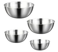 ORFCP Juego de 4 cuencos de acero inoxidable: 0,7 L, 1,2 L, 1,8 L, 2 L, aptos para lavavajillas, ensaladeras, aperitivos, hornear y mezclar
