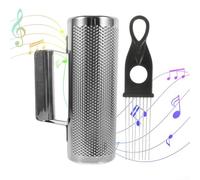 Orff - Caja de arena de metal resistente de acero inoxidable para percusión latina, sonido claro, cuerpo de metal, incluye raspador (5 12 pulgadas)