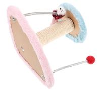 ORFOFE 1 Unid Creativo Triangular Base Pet Cat Climbing Frame Funny Spring Rat Fuzzy Ball Design Cat Climber Rack Pet Cat Toy (Color Mezclado)