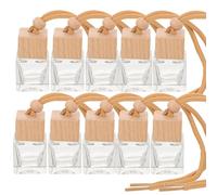 ORFOFE 10 Botellas Difusoras de Aroma para Coche Recargables Cuerda de Cáñamo 10ml Colgantes de Vidrio y Madera para Aceites Esenciales y Perfume