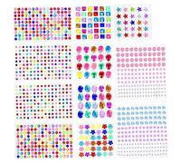 ORFOFE 11Hojas Pegatinas de Acrílico Brillantes de Diamantes de Imitación Autoadhesivas para Decoración de Cara Manualidades Colores y Diseño Exquisito