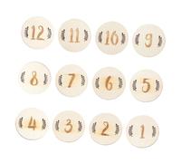 ORFOFE 12 Tarjetas de Cumpleaños para Bebés Números en Forma de Hojas Beige de Plástico, Accesorios Creativos para Fotografía y Recuerdo en Baby Shower