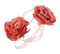 ORFOFE 2 Alzapaños Decorativos para Cortinas Flores de Tela Color Rojo Diseño Sencillo 2 Piezas Sujetadores para Cortinas Finas y Transparentes Accesorios para Ventanas de