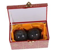 ORFOFE 2 Bolas de Jade Natural para Ejercicios de Manos Bolas de Masaje para Manos para Mayores Caja de Almacenamiento de 52 Mm para Ejercicios de Rehabilitación de Manos para La Salud