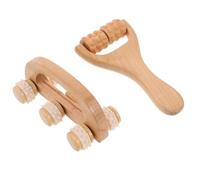 ORFOFE 2 Masajeadores Portátiles de Madera 15X8 CM y 13X65X6 CM Rodillos Manuales para Masaje de Cuello Espalda y Piernas - Herramienta de Masaje Fascial Pequeña y Ergonómica para