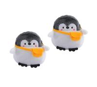 ORFOFE 2 Monederos Adorables Estampado de Pingüinos en Felpa Negra, Diseño Vintage Cremallera y Costuras Ordenadas, Ideales para Niños y Estudiantes