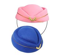 ORFOFE 2 Piezas Air Hostess Beret Hat para Mujeres Elegante Sombrero de Poliéster y Transpirable para Escénicas y Fiestas Temáticas