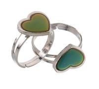 ORFOFE 2 piezas Anillos Ajustables de Corazón para Mujer Anillos de Humor que Cambian de Color Temperatura de Joyería de Moda y Estilo Bohemio