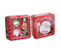 ORFOFE 2 Piezas Caja de Lata para Dulces Navideña con Ventana Caja Metálica para Regalo y Almacenamiento de para Fiestas y Decoración de Navidad