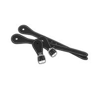 ORFOFE 2 Piezas Correas de Espuelas de Cuero para Equitación, Cinturón Ecuestre Negro de Piel de Vaca, Duradero y Hecho a Mano para Competiciones y Paseos a Caballo