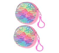 ORFOFE 2 Piezas Monedero Mujer Pequeño Redondo Lentejuelas Gran Capacidad para Monedas y Tarjetas de Carteras Cortas con Cremallera Rosa Pastel