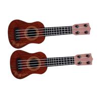 ORFOFE 2 Piezas Ukulele Juguete Infantil Plástico Simulación Instrumento Musical para Niñas y Edad Años Educativo Modelo Mini Cuatro Cuerdas Color Marrón
