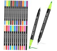 ORFOFE 24 Piezas Rotuladores de Acuarela de Punta Doble con Punta Suave y Fina Marcadores Base de Agua para Dibujo Caligrafía y Coloreado para Adultos