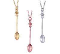 ORFOFE 3 piezas Collar de Cadena con Colgante de Cuchara Diseño de Dorado Plateado y Rosa Collar Hip-hop para Mujer y Hombre Accesorio de Declaración para Eventos Especiales