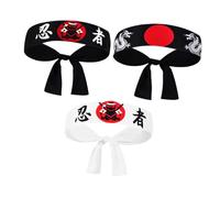 ORFOFE 3 piezas Diademas Bushido Ninja Japonesas Bandanas para Disfraz Chef Sushi Deportes Fiesta Familiar