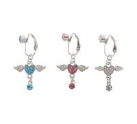 ORFOFE 3piezas Anillos Colgantes Ombligo Alas de Ángel y Cristales, Joyas Falsas sin Perforación para Mujeres, Estilo Único y Llamativo para Fiestas y Regalos