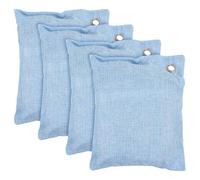 ORFOFE 4 Bolsas Purificadoras de Aire Carbón de Bambú Activado, Absorbentes de Olores y Humedad, Desodorante Natural para Armarios, Coches y Hogar, Bolsa Colgante Azul para Limpieza