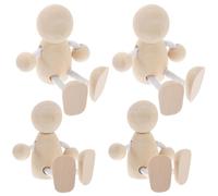 ORFOFE 4 Muñecos de Madera sin Pintar para Manualidades Figuras de Personas Pequeñas de Madera Natural Set de 4 Piezas para Pintar y Decorar Juguete Educativo DIY Adolescentes
