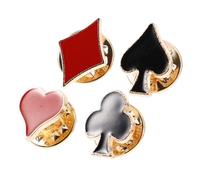 ORFOFE 4 piezas Broche de Solapa Cartas Póquer Pin Mini de Aleación de Zinc Decoración para Mochila y Ropa Accesorio para Cuello Unisex Regalo para Aficionados de Cartas