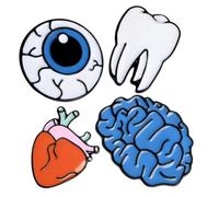 ORFOFE 4 piezas Cerebro Corazón Ojo y Diente Pines Divertidos para Ropa Mochilas y Accesorios de Moda