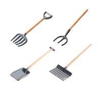 ORFOFE 4 Piezas Herramientas Miniatura para Jardín y Granja Pala y Rastrillo Miniatura para Casa de Muñecas Accesorio Creativo para Decoración de Jardín